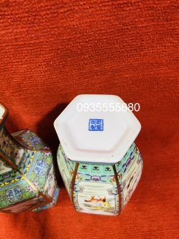 Giao lưu cặp bình gốm sứ vẽ vàng Giang Tây