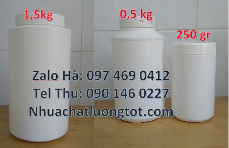 Giá bán hũ 1kg, Hũ 0.5kg, Hũ 1kg đựng bột lúa mạch, Hũ nhựa 500gr vặn đựng thuốc bảo vệ thực vật, hũ