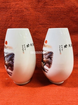 Giao lưu đôi bình gốm sứ bát mã