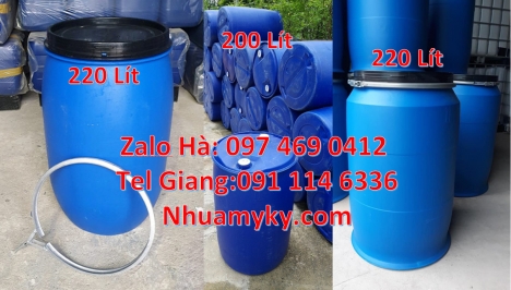 Phuy nhựa 150 lít nắp mở Thùng phi 220l nắp kín, Thùng phuy nhựa 200 lít, Chuyên sỉ lẻ thùng phi, Ph
