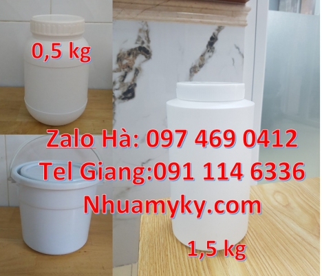 Hũ đựng hóa chất Hủ nhựa 1kg nắp vặn đựng hóa chất, hũ 500gr đựng thuốc sâu, Hủ nhựa 1.5 ký nắp vặn