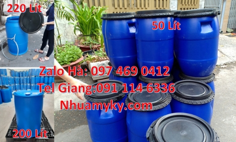 Phuy nhựa 150 lít nắp mở Thùng phi 220l nắp kín, Thùng phuy nhựa 200 lít, Chuyên sỉ lẻ thùng phi, Ph
