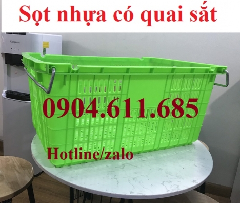 Sọt nhựa có quai sắt đựng hàng, sọt nhựa quai sắt, thùng nhựa rỗng