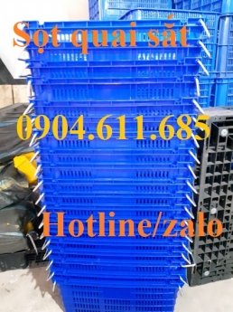 Sọt nhựa có quai sắt đựng hàng, sọt nhựa quai sắt, thùng nhựa rỗng