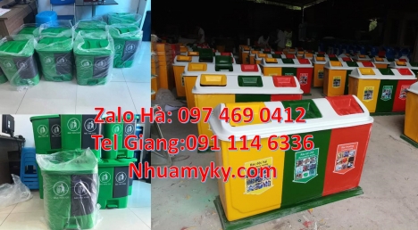 Thùng rác 2 ngăn nắp lật, Thùng rác 3 ngăn bập bênh, thùng rác 2 ngăn gia đình Thùng đựng rác 2 ngăn