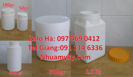 Hũ đựng hóa chất Hủ nhựa 1kg nắp vặn đựng hóa chất, hũ 500gr đựng thuốc sâu, Hủ nhựa 1.5 ký nắp vặn