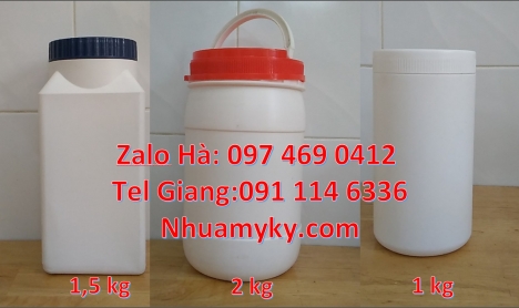 Hũ đựng hóa chất Hủ nhựa 1kg nắp vặn đựng hóa chất, hũ 500gr đựng thuốc sâu, Hủ nhựa 1.5 ký nắp vặn