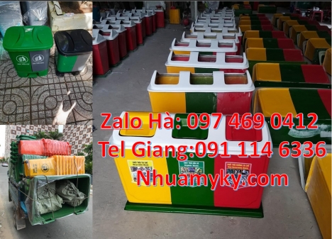 Thùng rác 2 ngăn nắp lật, Thùng rác 3 ngăn bập bênh, thùng rác 2 ngăn gia đình Thùng đựng rác 2 ngăn