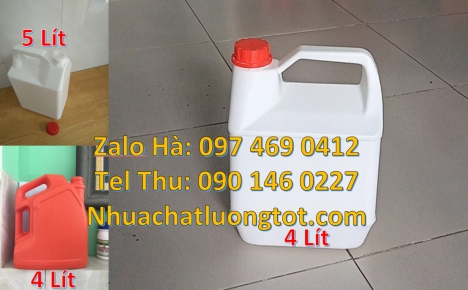 Can nhựa 5 lít vuông, Can nhựa 20l đựng dầu nhớt Can 5 lít vòi nhấn đựng nước lau sàn, can hdpe giá