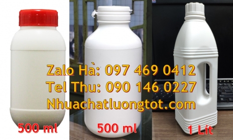 Chai 100ml đựng thuốc sâu, Chai nhựa 500ml đựng hóa chất. Chai 30ml garenty, Chai 500ml hdpe, Chai n