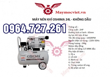 Máy nén khí không dầu OSHIMA 3 phút nạp đủ 24L hơi, ảnh thật tự chụp