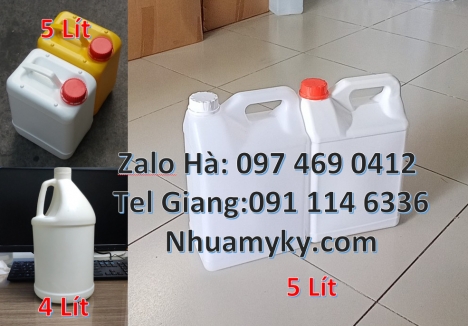 can nhựa, can nhựa rẻ, Can 1l chia vạch, Can 2l vuông, can 4l tròn, can 5l vuông Can dẹp 0.5L đựng a