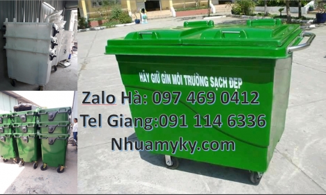 Xe gom rác 660l, xe gom rác thải 1000l, Xe chở rác công nghiệp 660 lít, Xe thu gom rác 660l 1000l 4