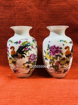 Giao lưu đôi bình gốm giang tây hoa mẫu đơn