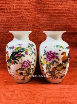 Giao lưu đôi bình gốm giang tây hoa mẫu đơn