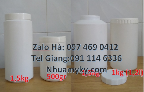 Bán hũ 0.5kg đựng hóa chất, Hủ nhựa 1kg đựng phân bón, Hủ nhựa 500gr vặn tròn, Hủ nhựa 500gr. Hủ nhự