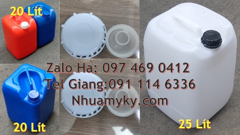 can 25l xanh Bán Can 20 lít đựng hóa chất, can 20l giá rẻ, can 25l trắng, Can nhựa 25 lít vuông xanh