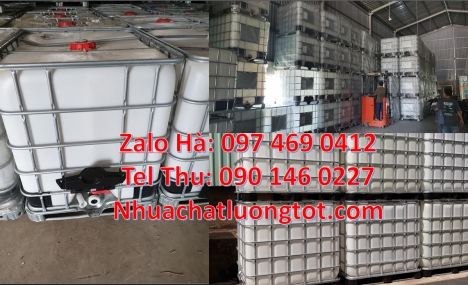 Tank nhựa trắng 1 khối, tank nhựa cũ 1000l, Thùng nhựa 1000L cũ đựng nước, Bồn ibc đựng hóa chất 100