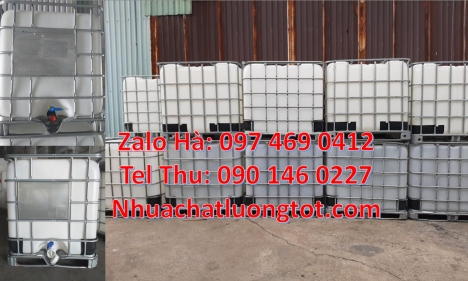 Tank nhựa trắng 1 khối, tank nhựa cũ 1000l, Thùng nhựa 1000L cũ đựng nước, Bồn ibc đựng hóa chất 100