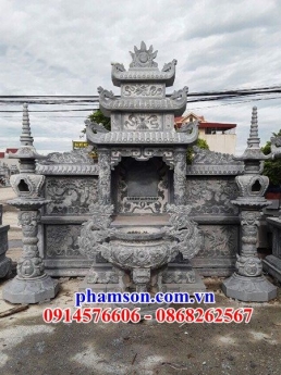 031 long an xây lăng thờ đá đẹp - am thờ chung khu nghĩa trang