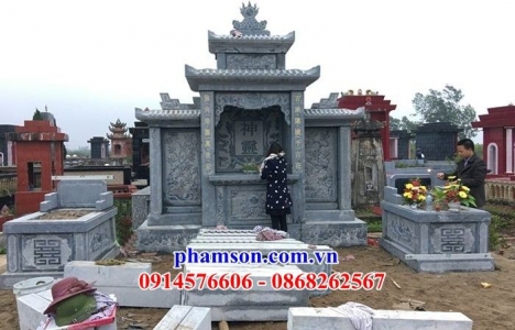031 long an xây lăng thờ đá đẹp - am thờ chung khu nghĩa trang