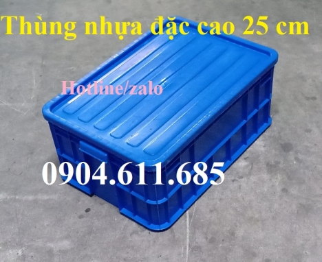 Thùng nhựa đặc cao 25 cm, thùng nhựa đặc có nắp, thùng nhựa loại 1 dày dặn
