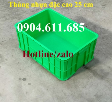 Thùng nhựa đặc cao 25 cm, thùng nhựa đặc có nắp, thùng nhựa loại 1 dày dặn