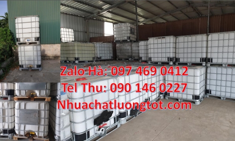 Tank nhựa trắng 1 khối, tank nhựa cũ 1000l, Thùng nhựa 1000L cũ đựng nước, Bồn ibc đựng hóa chất 100