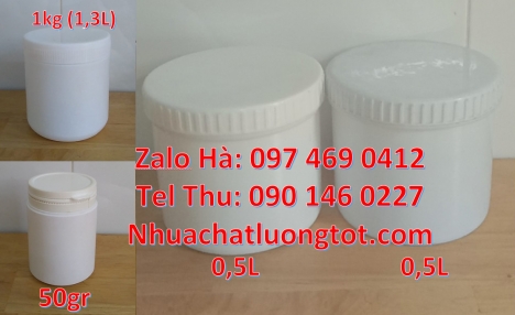 Hủ nhựa 1kg vặn tròn hũ nhựa hdpe đựng bột 1000ml, hũ 500gr vặn 2 ngấn, hũ 500gr garenty, hũ 800ml