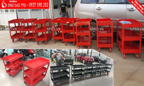 Xe đẩy, tủ đựng đồ nghề 3 ngăn sơn tĩnh điện