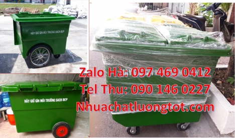 Xe rác 1000 lít nhựa composite, Xe rác đẩy tay 3 bánh hơi 1000L, xe chở rác 1000L Giá bán xe chở rác