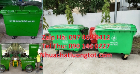 Xe rác 1000 lít nhựa composite, Xe rác đẩy tay 3 bánh hơi 1000L, xe chở rác 1000L Giá bán xe chở rác