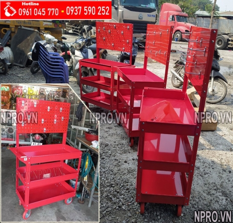 Xe đẩy, tủ đựng đồ nghề 3 ngăn sơn tĩnh điện