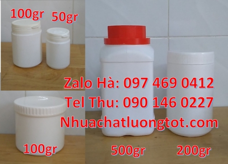 Hũ 200 g đựng phân bón, Hũ 200 g đựng muối tôm tây ninh, hũ nhựa 250 g đựng tinh bột nghệ, hũ nhựa 2