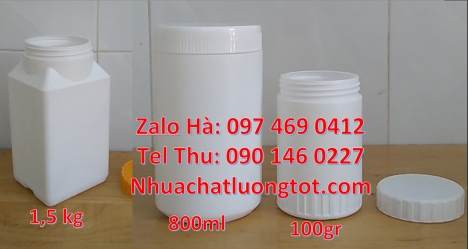 Hũ 200 g đựng phân bón, Hũ 200 g đựng muối tôm tây ninh, hũ nhựa 250 g đựng tinh bột nghệ, hũ nhựa 2