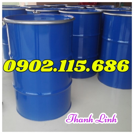 Phuy sắt nắp mở, thùng phuy đựng dầu mỡ, phuy sắt đai kẹp, thùng phuy sắt mới, thùng phuy 220 lít nắ