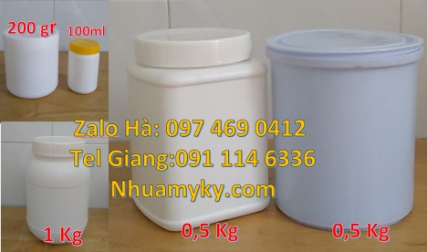 Hũ hóa chất 50 gram, hũ 50gr nắp vặn, hũ nhựa 100gr, hũ đựng sốt thịt nướng 200g, hũ 200 gram, hũ 25