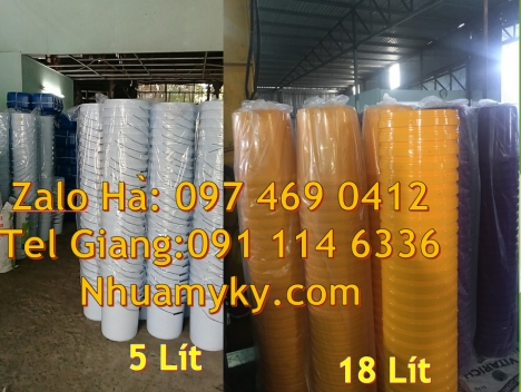 Vỏ thùng 20 lít quai sắt, Xô nhựa nắp rót 20 lít, Vỏ thùng đựng sơn 20 lít, Vỏ thùng đ