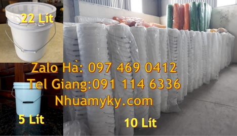 Vỏ thùng 20 lít quai sắt, Xô nhựa nắp rót 20 lít, Vỏ thùng đựng sơn 20 lít, Vỏ thùng đ