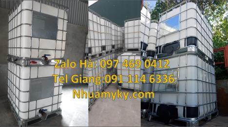 Thùng nhựa 1000l, Tank giá rẻ, sỉ lẻ bồn ibc 1000 lít, bồn ibc 1 khối màu trắng, bán thùng nhựa 1000