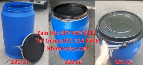 Thùng phuy 220 lít nắp kín đựng hóa chất Thùng phuy 220 lít nắp mở đựng bột ngô. Thùng Phuy 120 lít