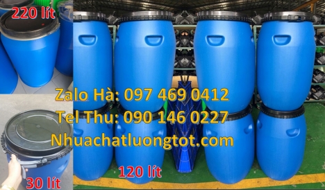 Thùng Phuy 50 Lít, Phuy nhựa 120 lít, Phuy nhựa 150 lít nắp mở Thùng phi 220l nắp kín, Thùng phuy nh