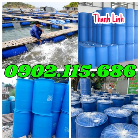 Thùng phuy nhựa 200 lít 2 nắp nhỏ, thùng phuy nhựa nắp kín mới, phuy đựng hóa chất, phuy nhựa nắp kí
