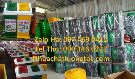 thùng rác 3 ngăn composite, Thùng rác 3 ngăn dùng trong trường  học, thùng rác 3 ngăn giá rẻ, Thùng