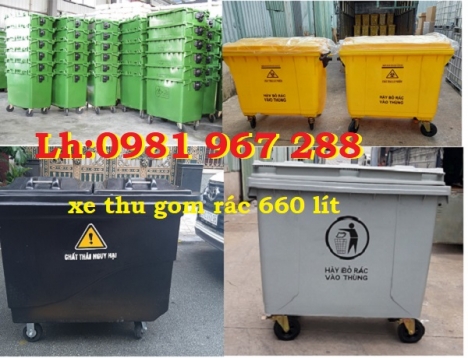 Thùng rác 660 lít ,xe thu gom rác 660 lít màu vàng
