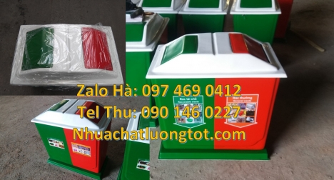 thùng rác 3 ngăn composite, Thùng rác 3 ngăn dùng trong trường  học, thùng rác 3 ngăn giá rẻ, Thùng