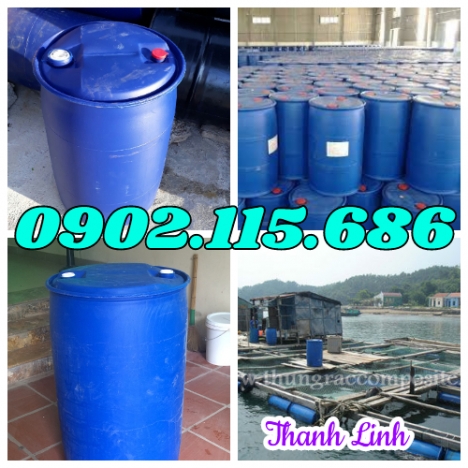 Thùng phuy nhựa 200 lít 2 nắp nhỏ, thùng phuy nhựa nắp kín mới, phuy đựng hóa chất, phuy nhựa nắp kí