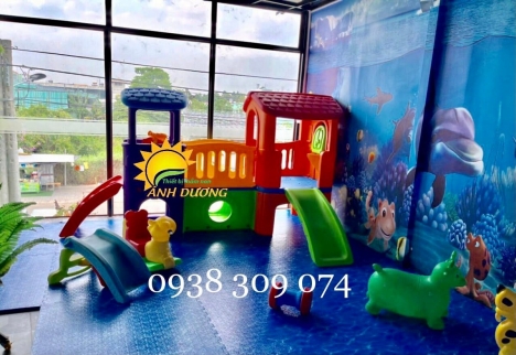 Bộ nhà leo cầu trượt 2 khối đa năng