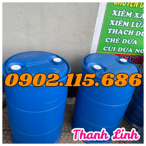 Thùng phuy nhựa 200 lít 2 nắp nhỏ, thùng phuy nhựa nắp kín mới, phuy đựng hóa chất, phuy nhựa nắp kí