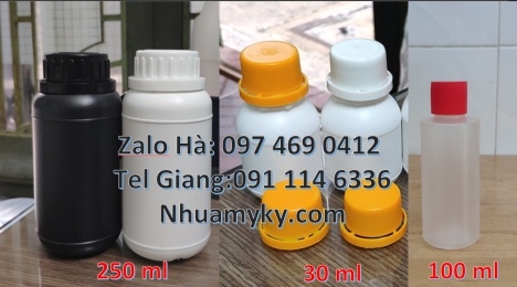chai nhựa 250 ml đựng kem dưỡng thể, chai nhựa pet 30 ml, chai nhựa 50ml đựng axit, chai nhựa 100ml